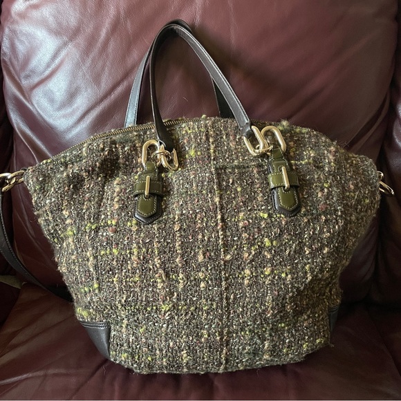 Authentic Rare COACH Chelsea Boucle Green Tweed Emerson Satchel Purse - Picture 10 of 14